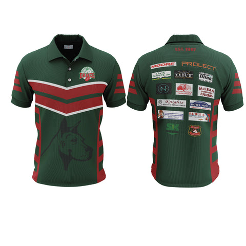 PITTSWORTH DANES JUNIOR FOOTBALL CLUB - CLUB POLO (GREEN/RED)