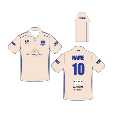 Strollers Cricket Club - Cream Playing Shirt (Level 2,3 and Seniors)